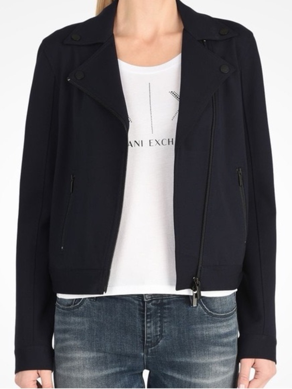 Armani Exchange Black Moto Jacket | Size M